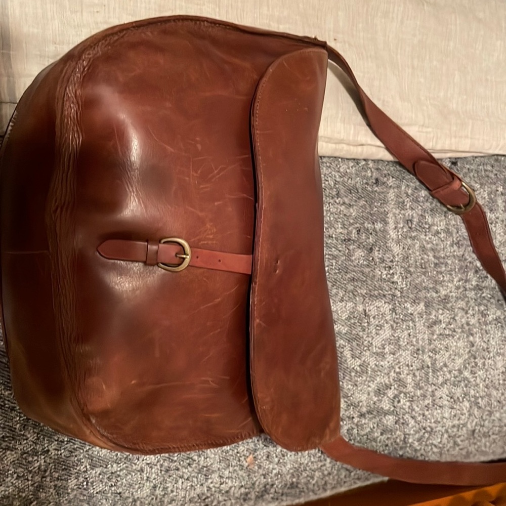 J crew saddle brown messenger bag huge